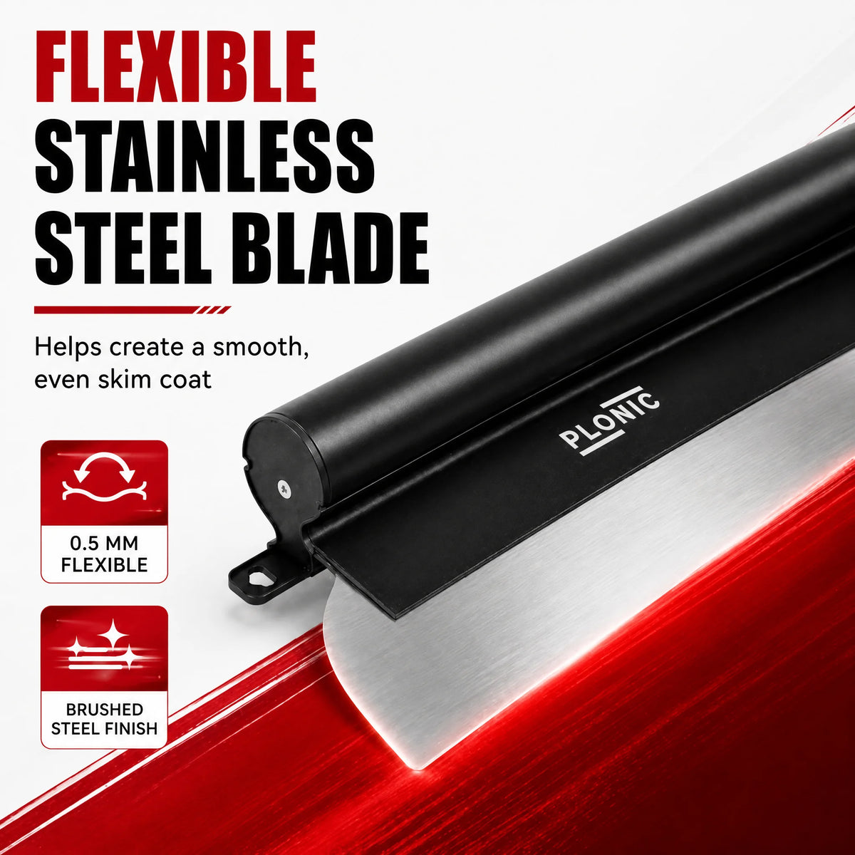 24" Professional Drywall Skimming Blade, 0.5mm 301 Stainless