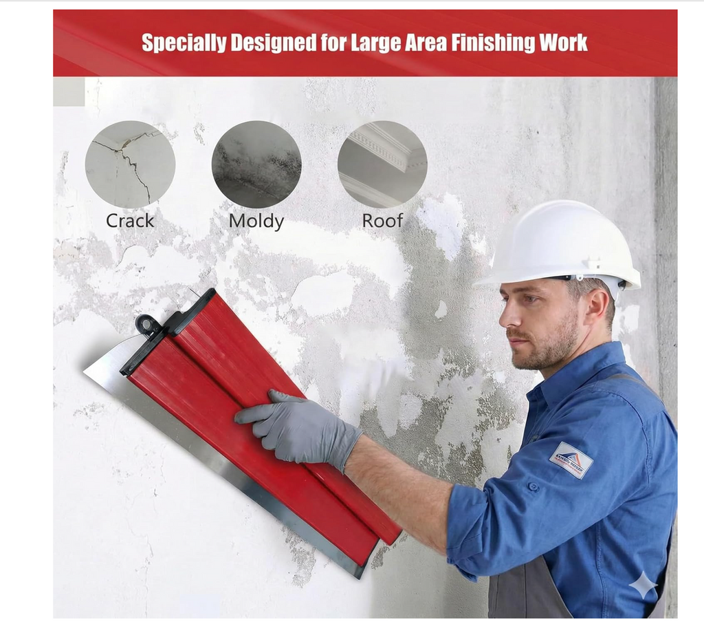 PLONIC 3-piece stainless steel skimming blade set | PLONIC drywall finishing blade kit with extension pole | 10 inch stainless steel skimming blade | 16 inch drywall skim coat blade | 24 inch professional skimming blade | Adjustable telescopic pole for drywall finishing | Drywall skimming blade set for smooth walls | Stainless steel skim coating blades for plaster | Professional drywall finishing tools by PLONIC | Flexible drywall blade for joint compound application | Wall and ceiling skimming blade kit | 