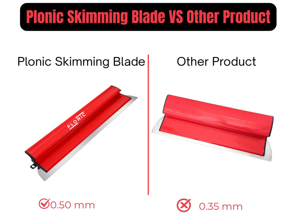 PLONIC 3-piece stainless steel skimming blade set | PLONIC drywall finishing blade kit with extension pole | 10 inch stainless steel skimming blade | 16 inch drywall skim coat blade | 24 inch professional skimming blade | Adjustable telescopic pole for drywall finishing | Drywall skimming blade set for smooth walls | Stainless steel skim coating blades for plaster | Professional drywall finishing tools by PLONIC | Flexible drywall blade for joint compound application | Wall and ceiling skimming blade kit | 